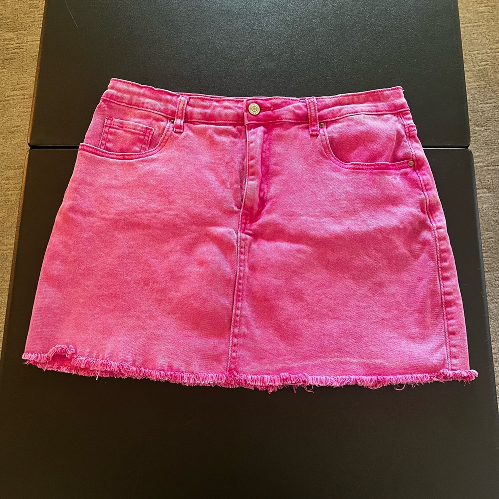 ZENANA bright Pink Denim Skirt